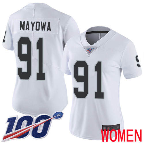 Oakland Raiders Limited White Women Benson Mayowa Road Jersey NFL Football #91 100th Season Jersey->youth nfl jersey->Youth Jersey